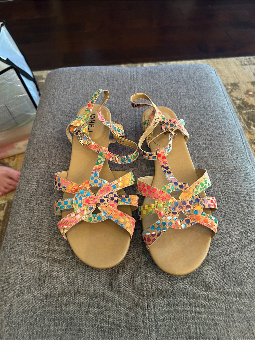 Vaneli Multicolor Mosaic Strappy Sandals
